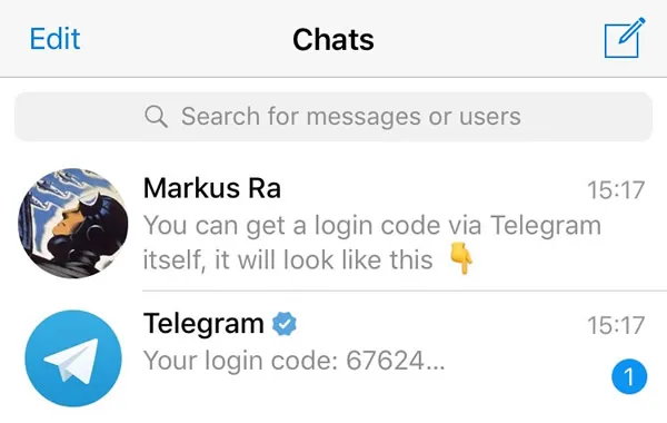 Telegram发送登录码 Telegram发送登录码