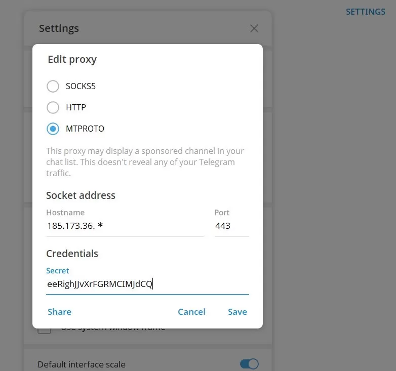 Telegram 设置 MTProto 选项