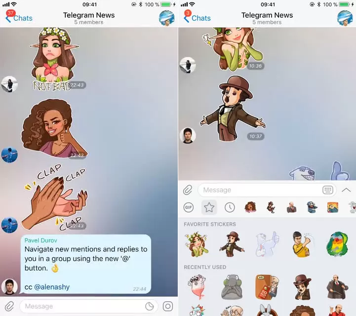 电报 Telegram 回复、贴纸和邀请功能的全面升级